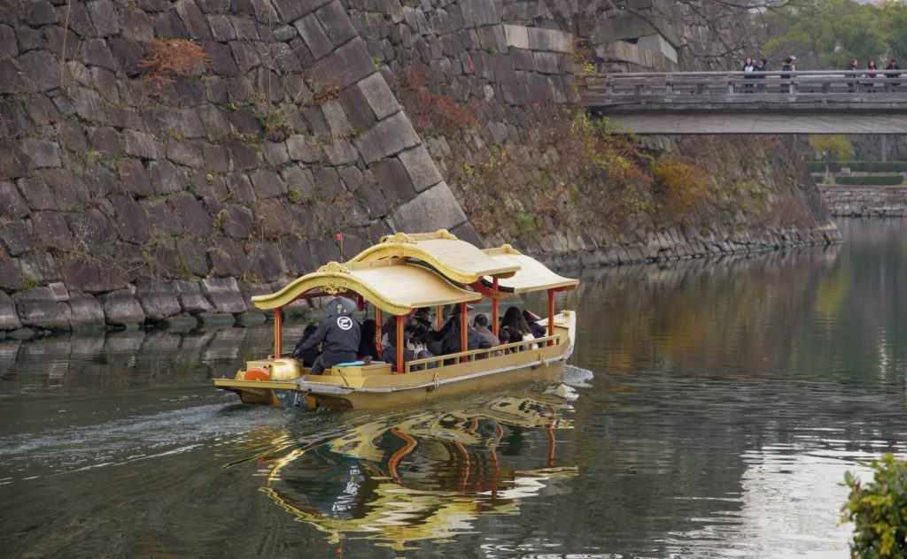 1-day osaka itinerary - boat ride around the moat at Osaka Castle