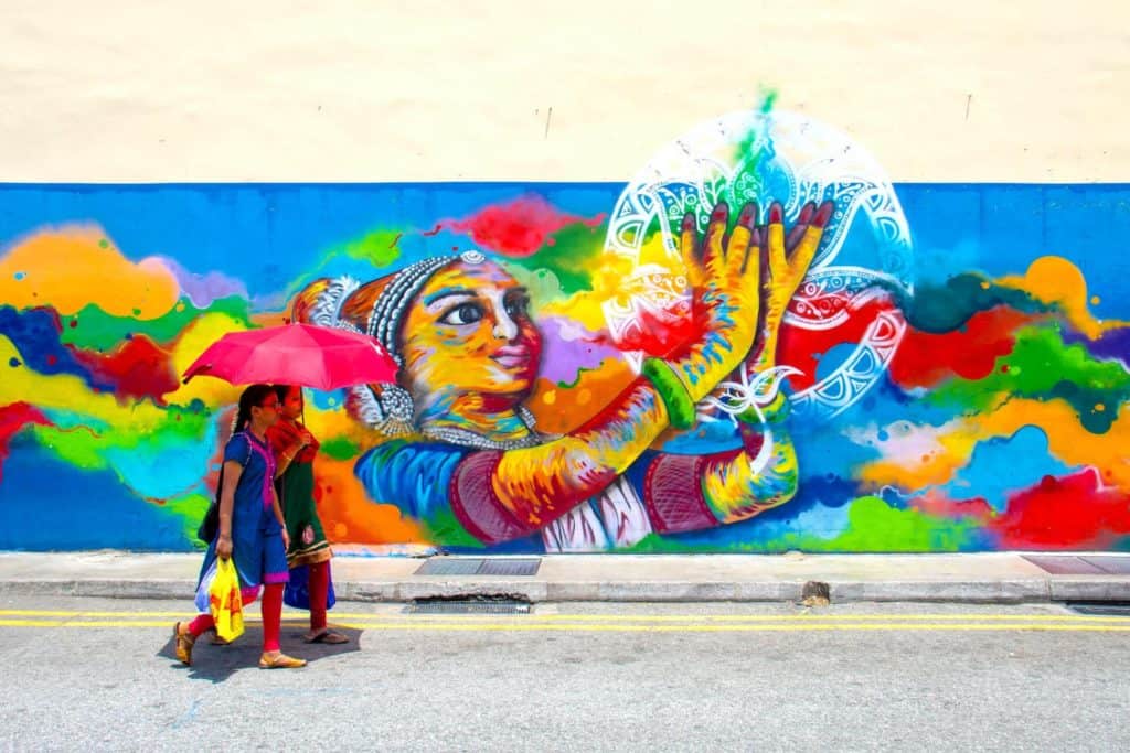 5 day itinerary for singapore - big mural at Little India