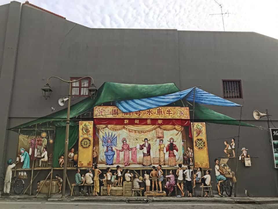 5 day singapore itinerary - Mural titled Cantonese Opera at the South Bridge Road-Temple Street junction at Chinatown 