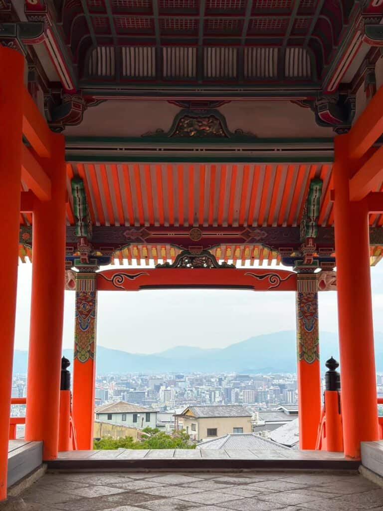 Kyoto most instagrammable places - one of the red structures in Kiyomizudera temple ground