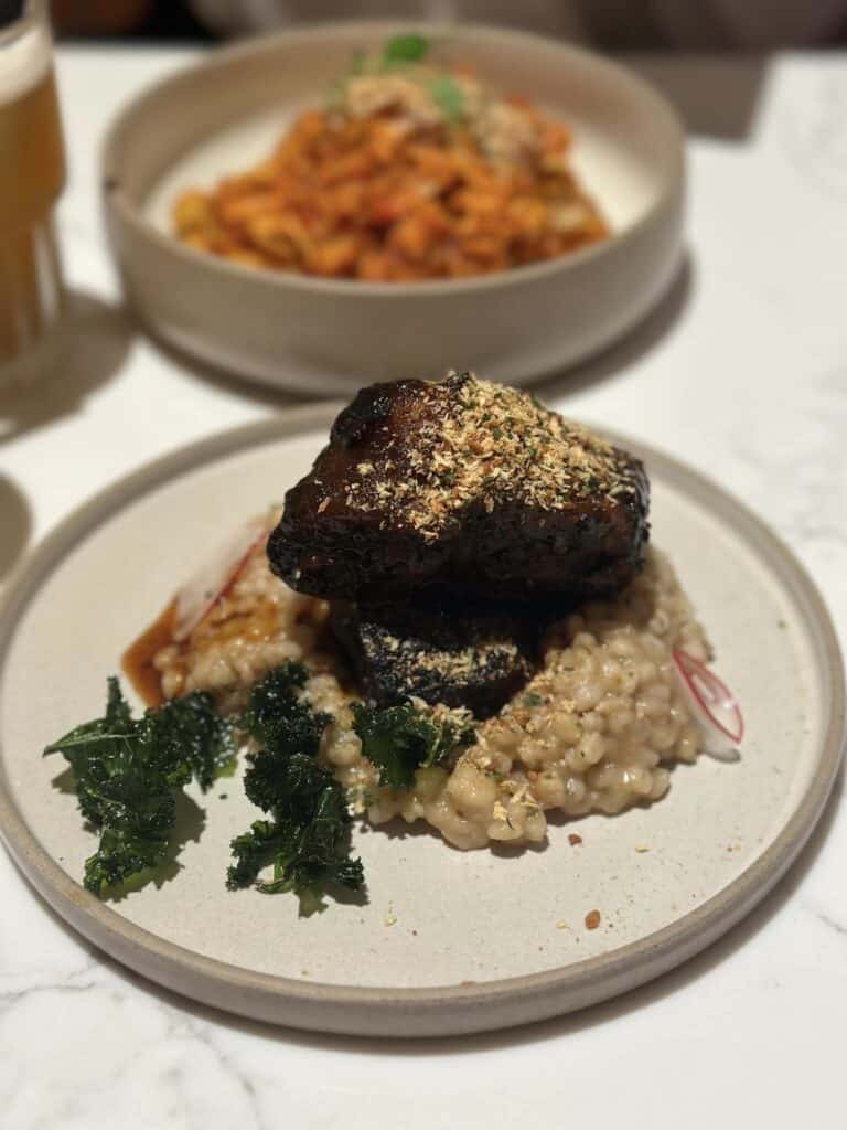 best pet cafe singapore -  a plate of barley risotto with ribs at Lola's Cafe