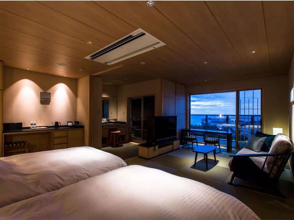 kyoto-hotel-with-private-onsen- room with ocean view at Kasyouen-Hanare-Fuka-Hotel
