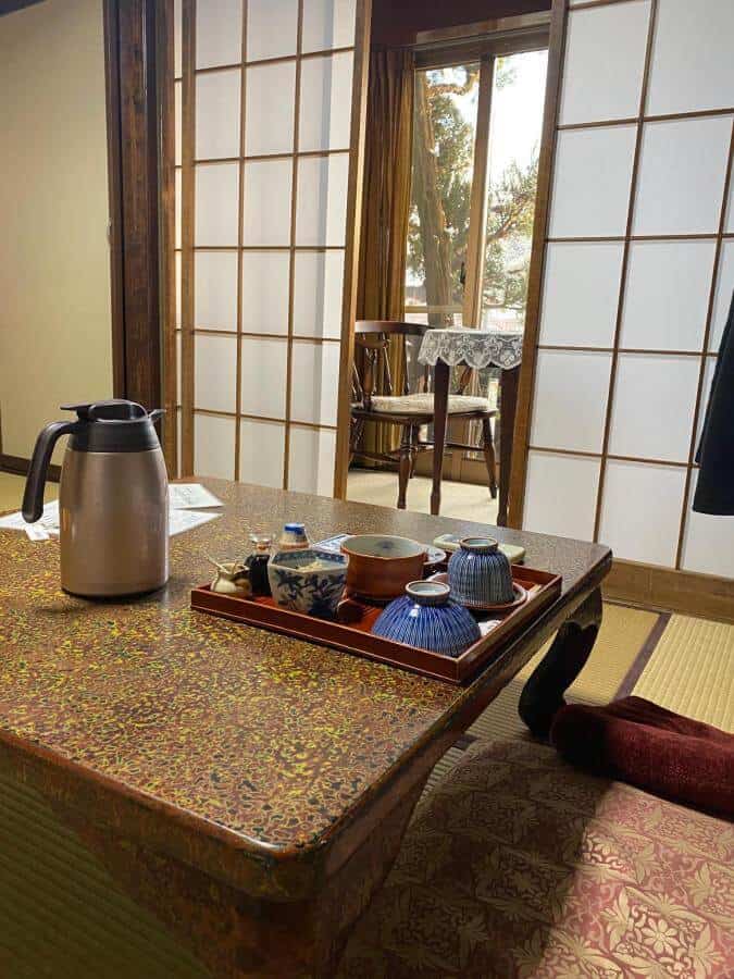 hida takayama ryokan - the seating area of one of the rooms in Sumiyoshi Ryokan