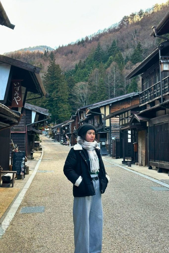 japan 3-week itinerary - me standing in the middle of the main road at narai juku